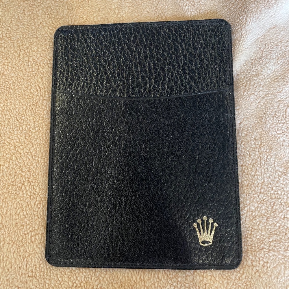 Vintage 1975 NEW Rolex pebble leather card holder